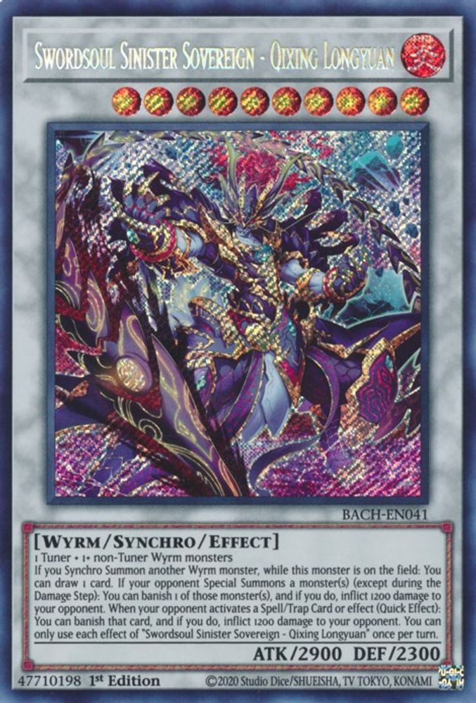 Swordsoul Sinister Sovereign - Qixing Longyuan (BACH-EN041) - Secret Rare