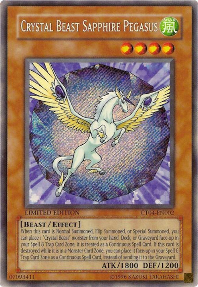 Crystal Beast Sapphire Pegasus (CT04-EN002) - Secret Rare