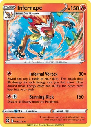 Infernape (026/172) (Thème Deck exclusif) [Épée et bouclier : étoiles brillantes] 