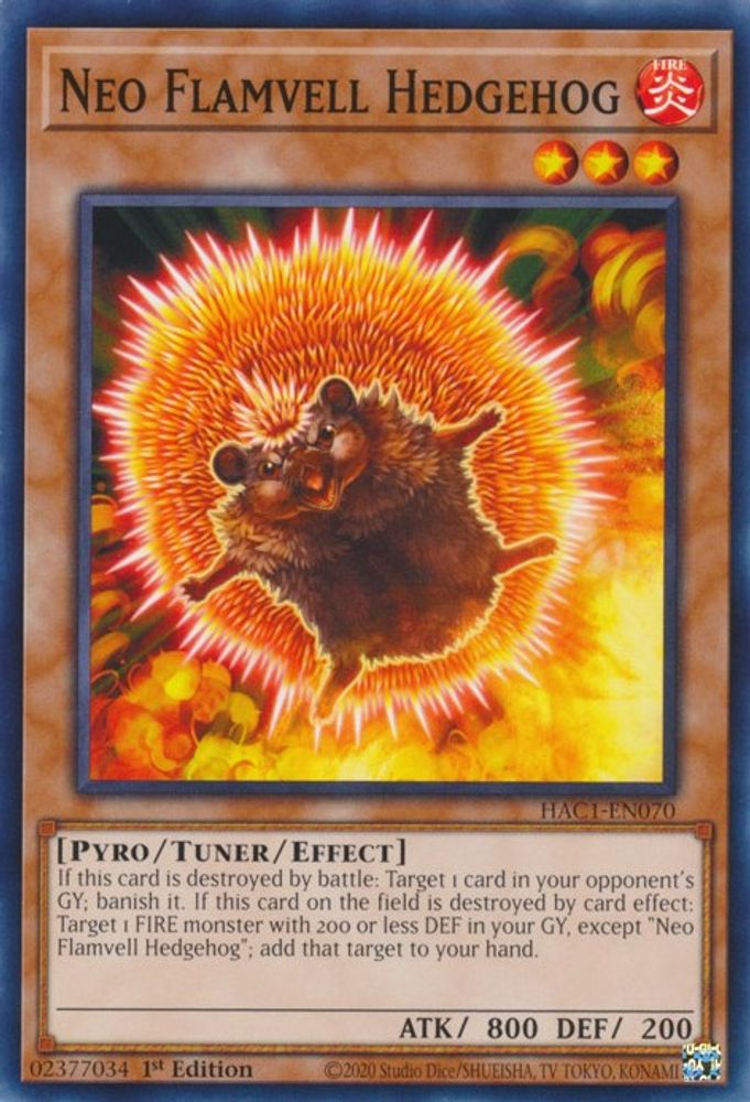 Neo Flamvell Hedgehog (HAC1-EN070) - Common