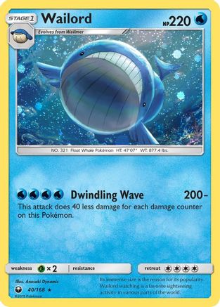 Wailord (40/168) (Cosmos Holo) [Soleil et Lune : Tempête céleste] 