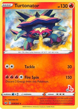 Turtonator (#39 Cinderace Stamped) 029/202  - Promo