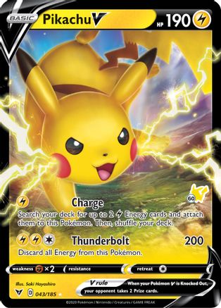 Pikachu V (#60 Pikachu Stamped) 043/185  - Holofoil - Holo Rare