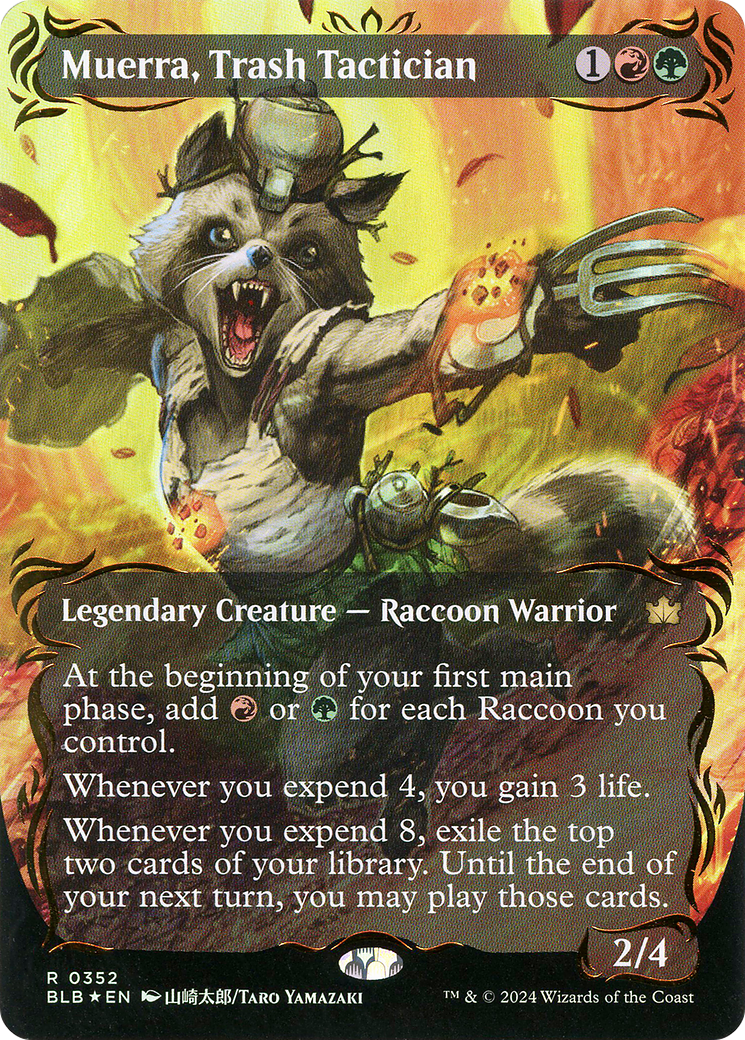 Muerra, Trash Tactician (Borderless) (Raised Foil) (BLB-352) - Bloomburrow: (Showcase) (Borderless) Foil