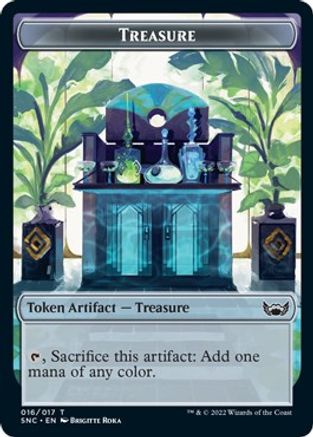 Treasure (016) // Rhino Warrior Double-Sided Token (SNC-16 // 11) - Streets of New Capenna Foil