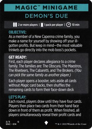 Magic Minigame: Demon's Due (SNC-002) - Streets of New Capenna