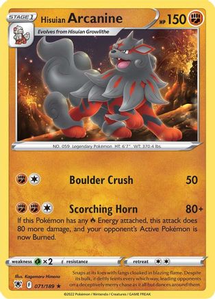 Hisuian Arcanine 071  - Rare