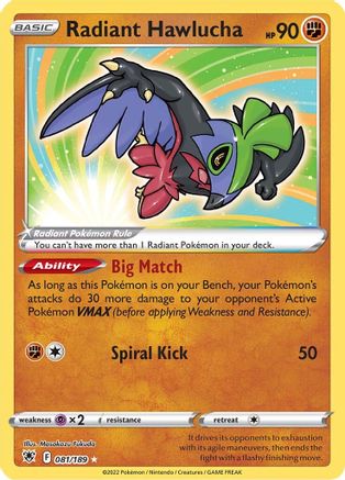 Radiant Hawlucha 081  - Holofoil - Radiant Rare