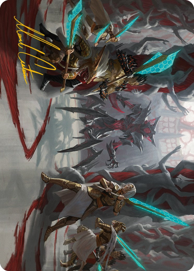 Carte d'art Gambit de Goldwardens (signature estampillée or) [Phyrexia : All Will Be One Art Series] 