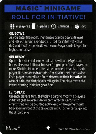 Magic Minigame: Roll for Initiative! (CLB-001) - Commander Legends: Battle for Baldur's Gate