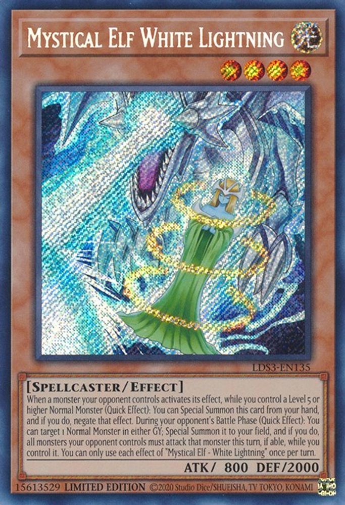 Mystical Elf White Lightning (LDS3-EN135) - Secret Rare