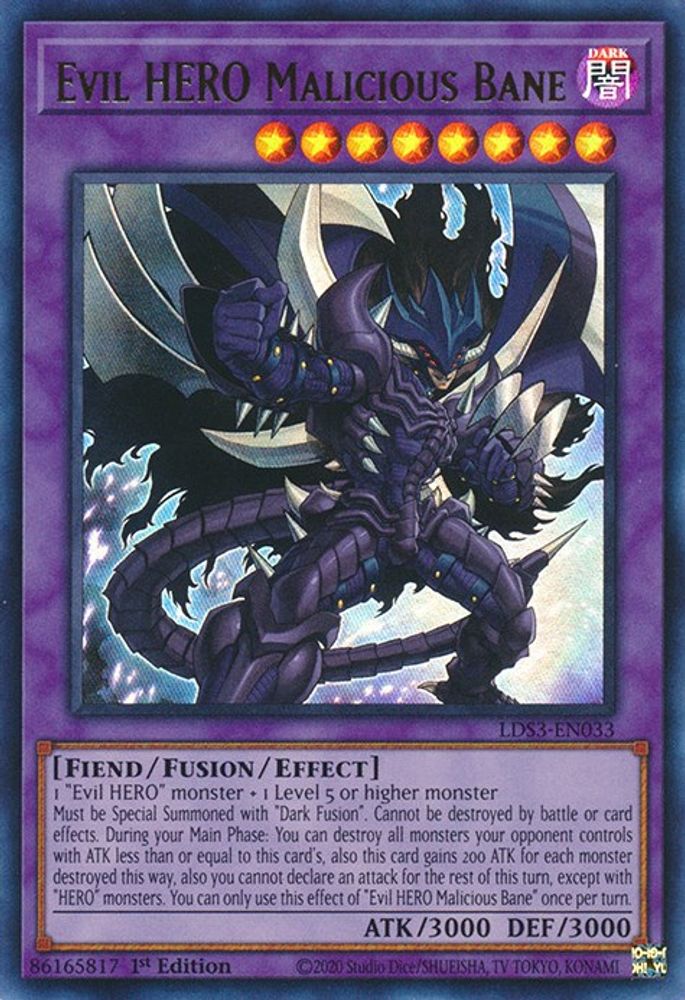 Evil HERO Malicious Bane (LDS3-EN033) - Ultra Rare