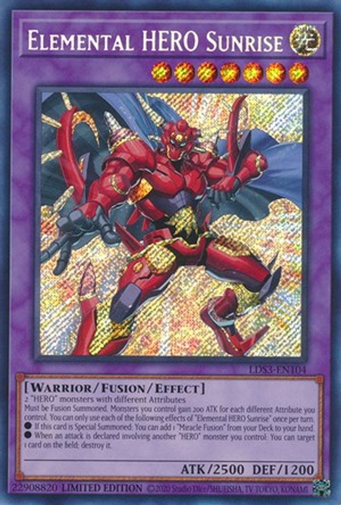 Elemental HERO Sunrise (LDS3-EN104) - Secret Rare