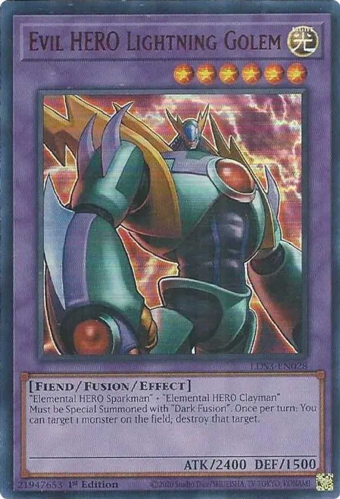 Evil HERO Lightning Golem (Red) (LDS3-EN028) - Ultra Rare
