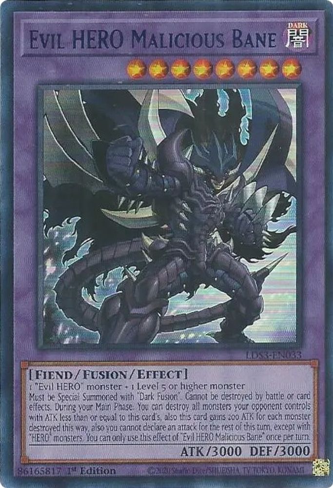 Evil HERO Malicious Bane (Blue) (LDS3-EN033) - Ultra Rare