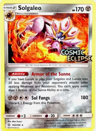 Solgaleo (Cosmic Eclipse Stamped) 142/236  - Holofoil - Promo
