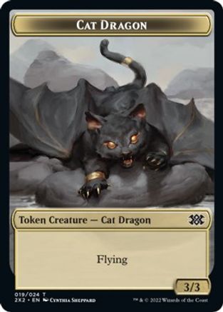 Cat Dragon // Spirit (008) Double-Sided Token (2X2-19 // 8) - Double Masters 2022 Foil