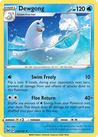 Dewgong 034  - Rare