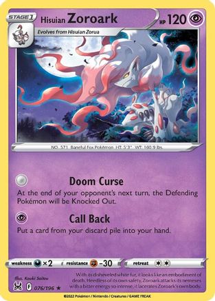 Hisuian Zoroark 076  - Holofoil - Holo Rare