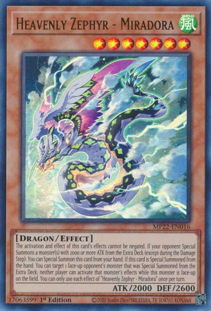 Heavenly Zephyr - Miradora (MP22-EN016) - Ultra Rare