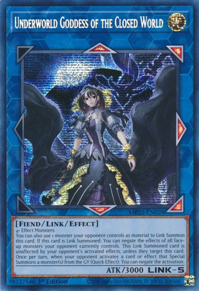 Underworld Goddess of the Closed World (MP22-EN028) - Prismatic Secret Rare