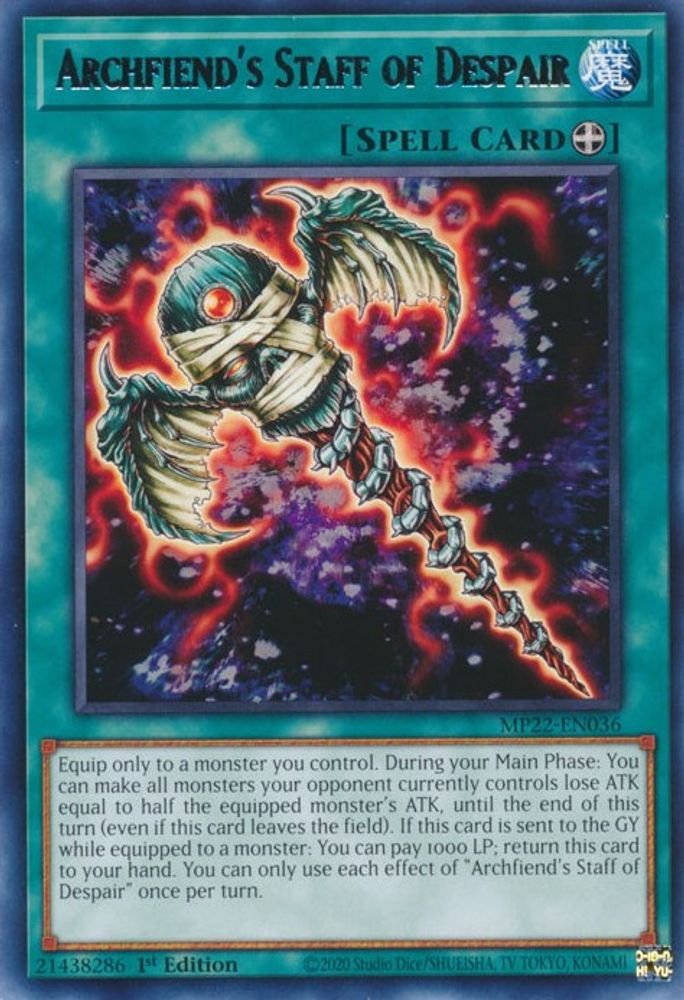 Archfiend's Staff of Despair (MP22-EN036) - Rare