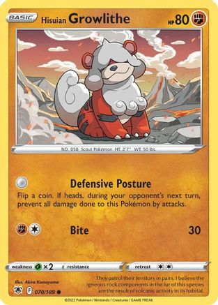 Hisuian Growlithe (Cosmos Holo) 070/189  - Holofoil - Promo
