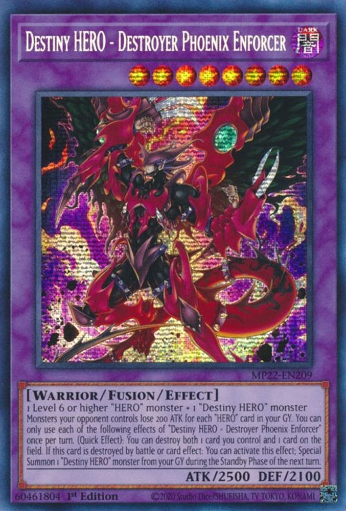 Destiny HERO - Destroyer Phoenix Enforcer (MP22-EN209) - Prismatic Secret Rare