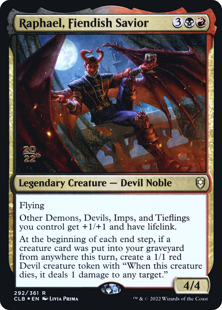 Raphael, Fiendish Savior [Promotions avant-première de Commander Legends: Battle for Baldur's Gate] 