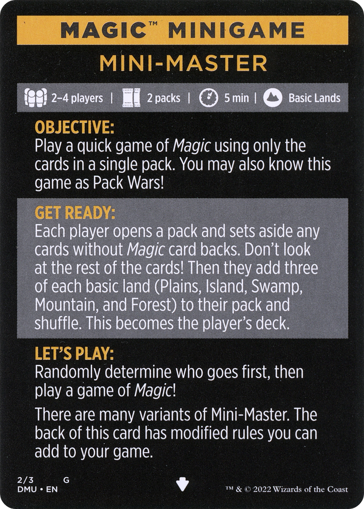Mini-Master (Mini-jeu magique) [Commander Legends : Mini-jeu Battle for Baldur's Gate] 
