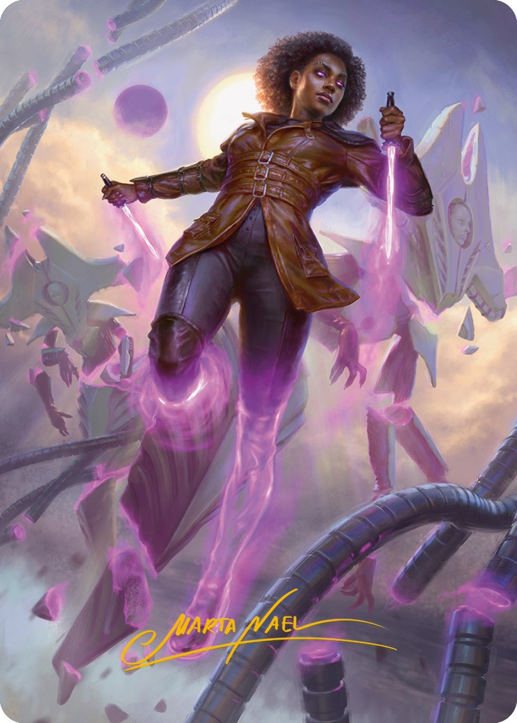 Kaya, carte d'art Intangible Slayer (signature estampillée or) [Phyrexia : All Will Be One Art Series] 
