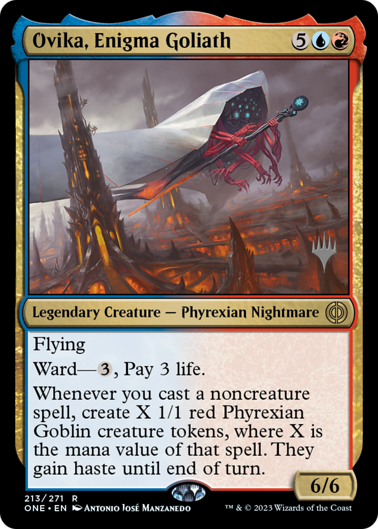 Ovika, Enigma Goliath (Pack promotionnel) [Phyrexia : All Will Be One Promos] 
