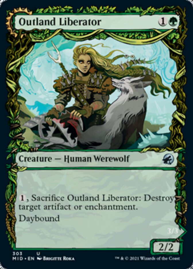 Outland Liberator // Frenzied Trapbreaker (MID-303) - Innistrad: Midnight Hunt: (Showcase, Double Faced Transform)