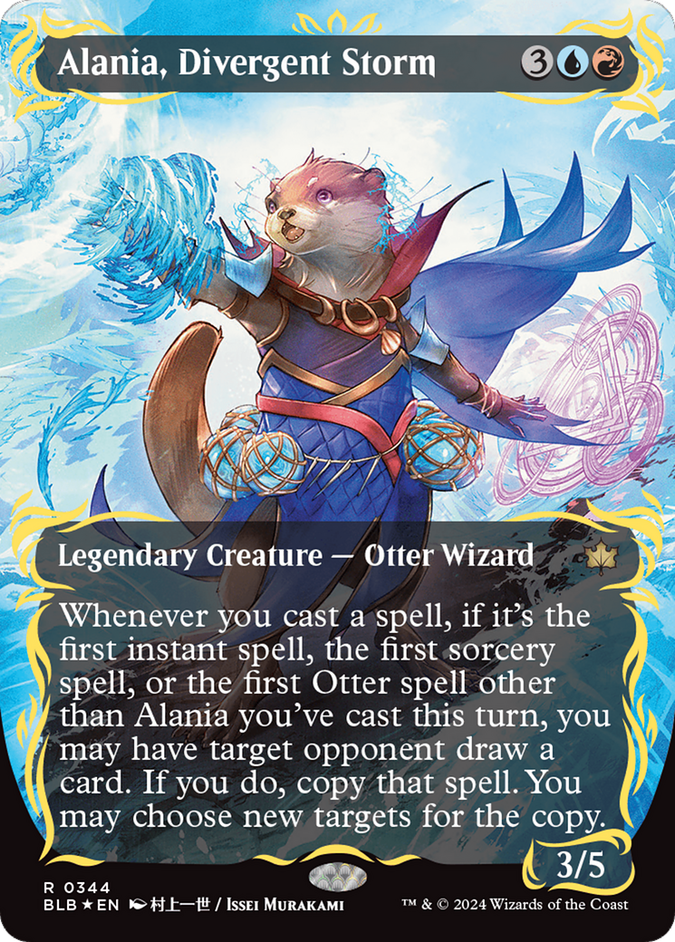 Alania, Divergent Storm (Borderless) (Raised Foil) (BLB-344) - Bloomburrow: (Showcase) (Borderless) Foil