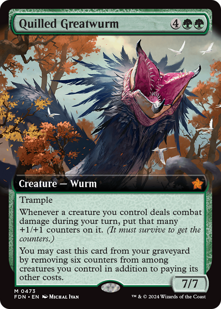 Quilled Greatwurm (Extended Art) (FDN-473) - Foundations: (Extended Art)