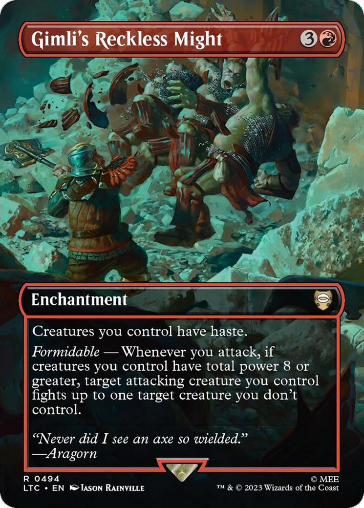 Gimli's Reckless Might (Borderless) (LTC-494) - Tales of Middle-earth Commander (Borderless)