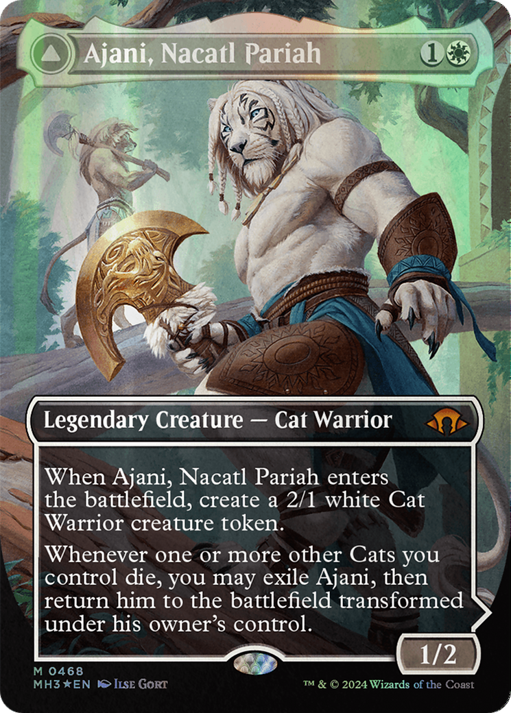 Ajani, Nacatl Pariah // Ajani, Nacatl Avenger (sans bordure) (feuille texturée) [Modern Horizons 3] 