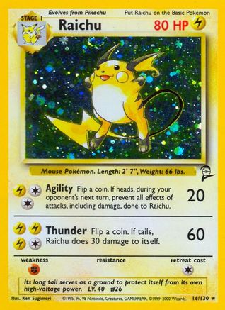Raichu 016  - Holofoil - Holo Rare