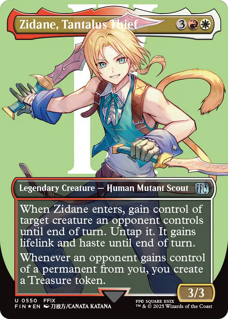 Zidane, Tantalus Thief (Borderless) (Surge Foil) (FIN-550) - FINAL FANTASY (Borderless) Foil