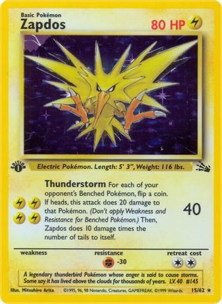 Zapdos (15/62) [Fossil 1ère édition] 