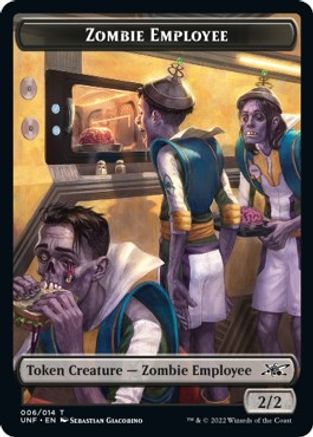 Zombie Employee // Food (011) Double-sided Token (UNF-) - Unfinity Foil
