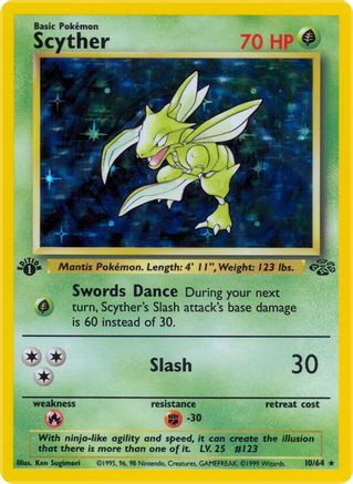 Scyther (10) (10) 010  - 1st Edition Holofoil - Holo Rare