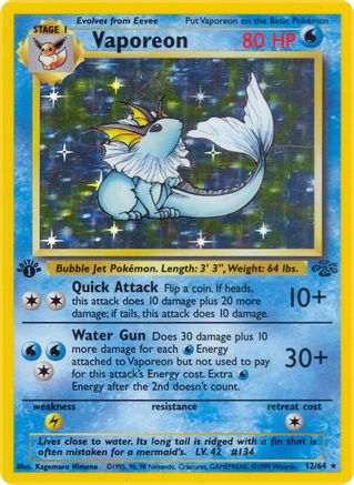 Vaporeon (12) (12) 012  - 1st Edition Holofoil - Holo Rare