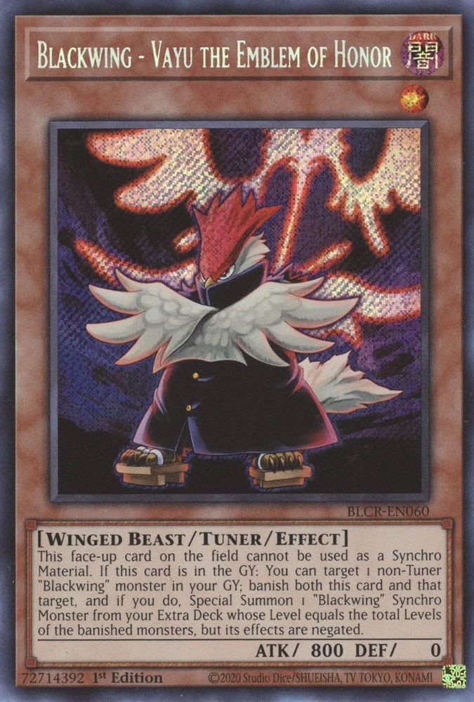 Blackwing - Vayu the Emblem of Honor (BLCR-EN060) - Secret Rare