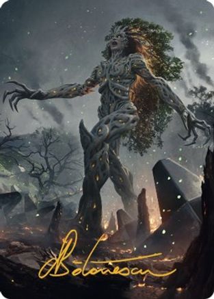 Titania, Gaea Incarnate Art Card (Gold-Stamped Signature) (ASBRO-027) - Art Series: The Brothers' War