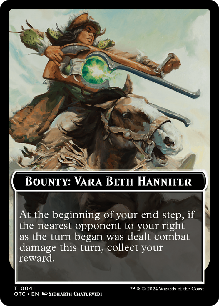 Bounty : Vara Beth Hannifer // Jeton recto-verso des règles de prime [Jetons de commandant des hors-la-loi de Thunder Junction] 