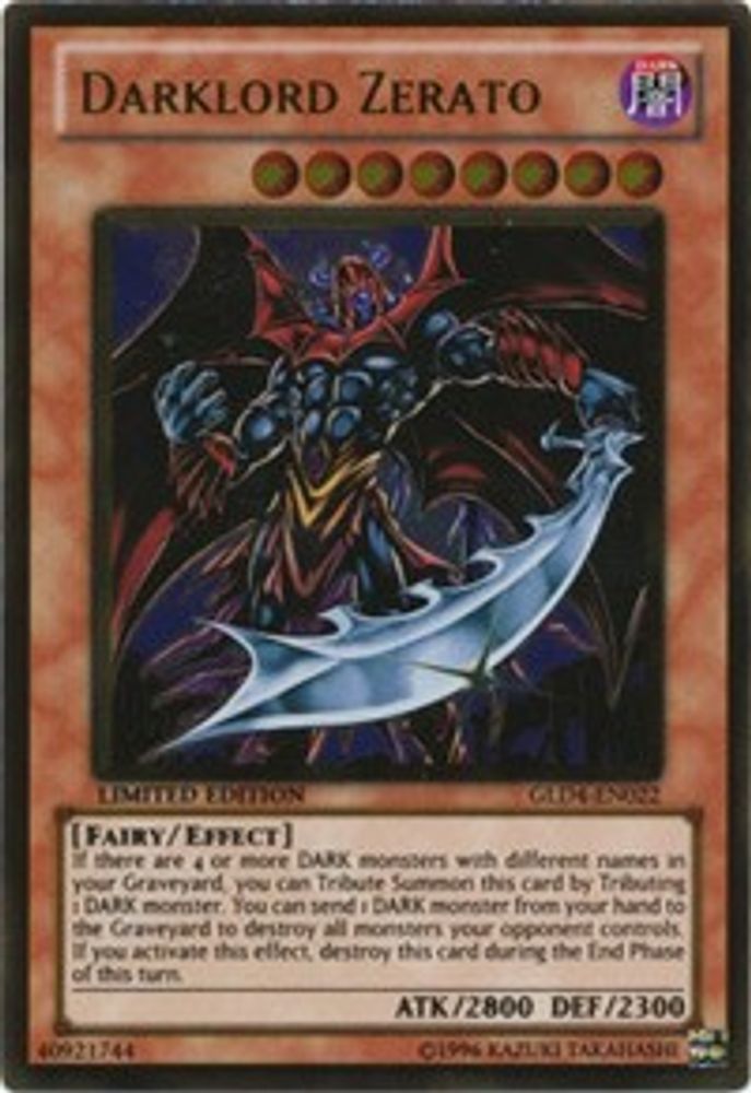 Darklord Zerato (GLD4-EN022) - Gold Rare
