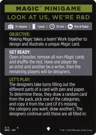 Magic Minigame: Look at Us, We're R&D (BRO-003) - The Brothers' War
