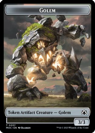 Golem // Clue Double-sided Token (MOC-37 // 33) - Commander: March of the Machine