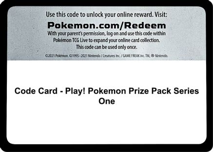 Code Card - Play! Pokemon Prize Pack Series One  - Code Card